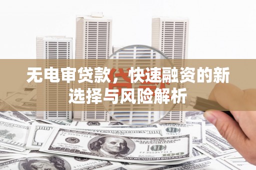 资阳无电审贷款，快速融资的新选择与风险解析