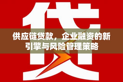 资阳供应链贷款，企业融资的新引擎与风险管理策略