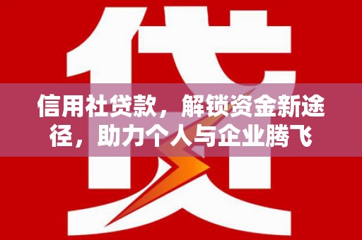 资阳信用社贷款，解锁资金新途径，助力个人与企业腾飞